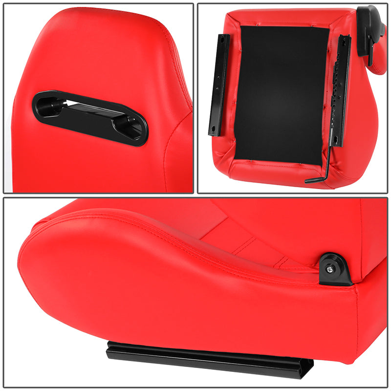 Red Vinyl Stitching Racing Seat <BR>21.5 X 22 X 36 In. Overall Dimensions