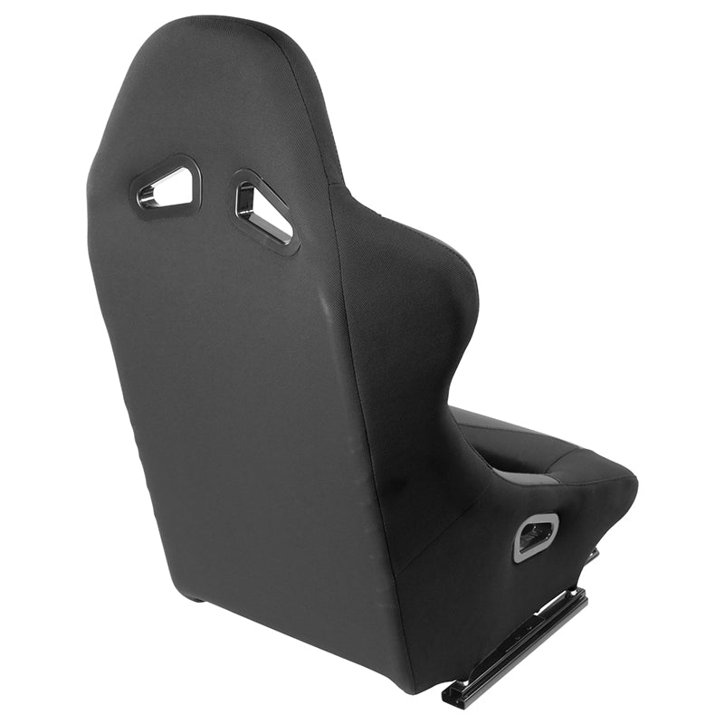 Black Woven Fabric Vinyl Bolsters Racing Seat <BR>21.5 X 22 X 36 In. Overall Dimensions
