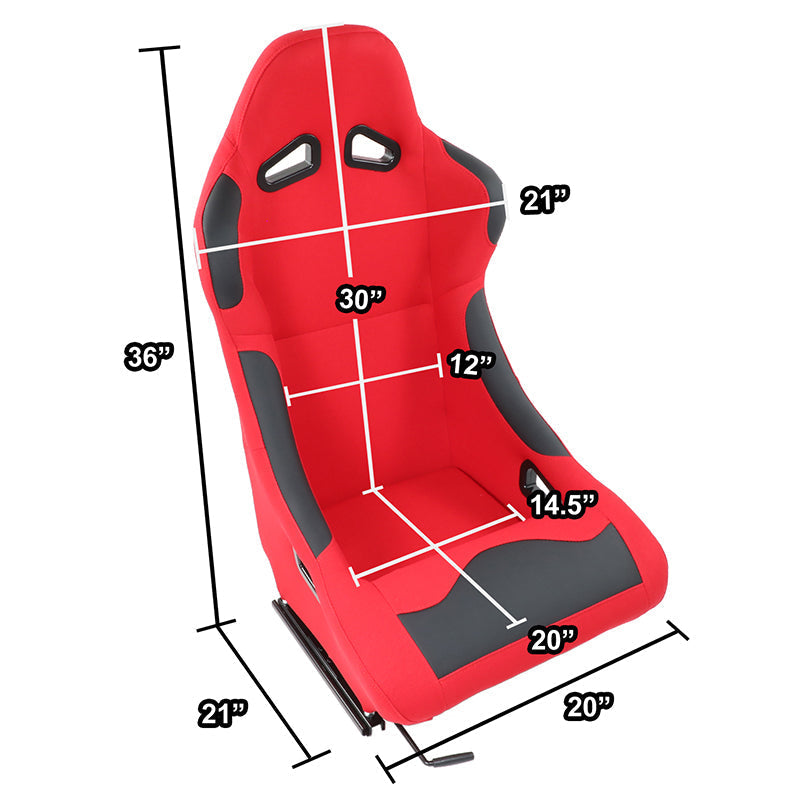 Woven Fabric Vinyl Bolsters Racing Seat<BR>21.5 X 22 X 36 In. Overall Dimensions
