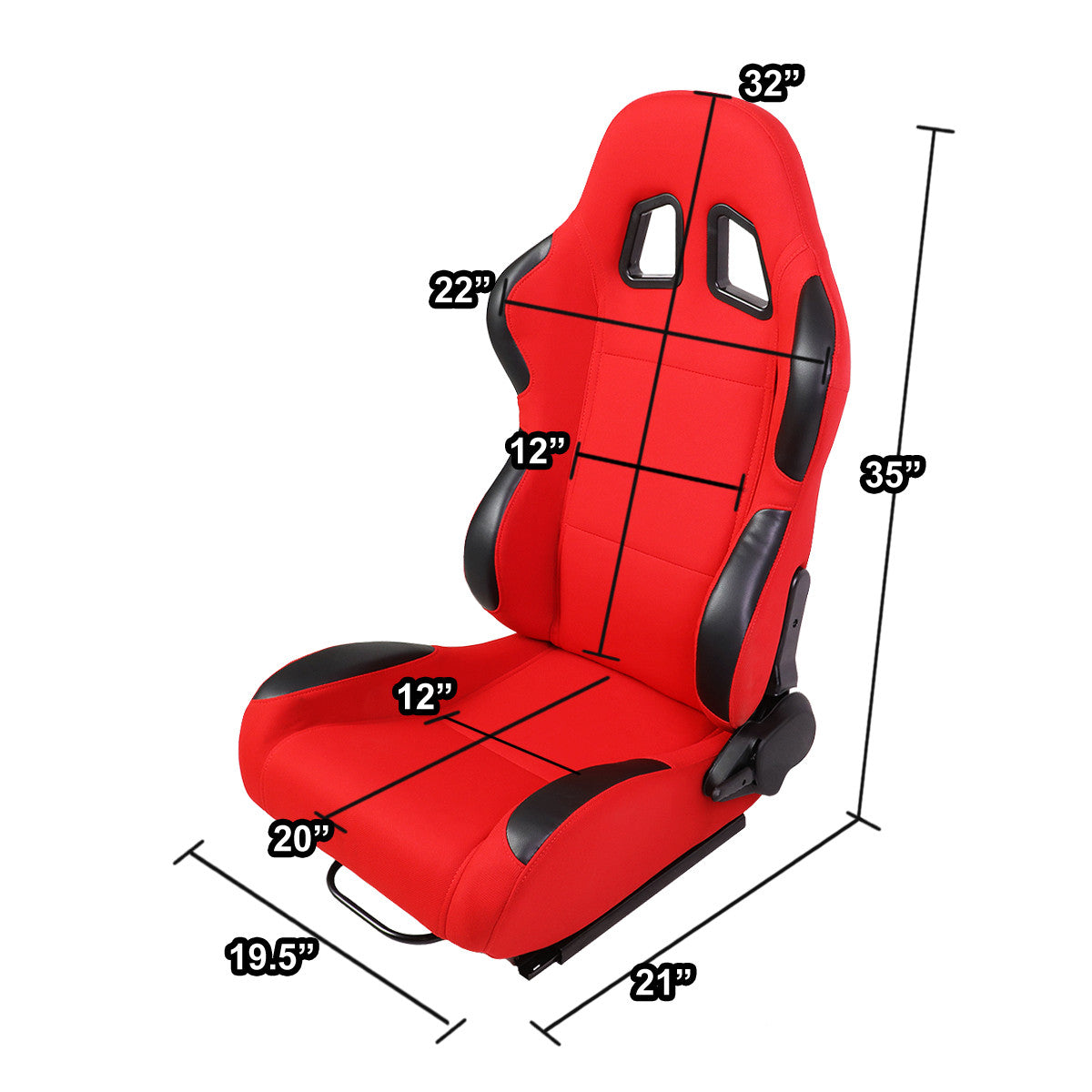 Racing Seats - Reclinable - Woven Fabric - Type-R - Pair
