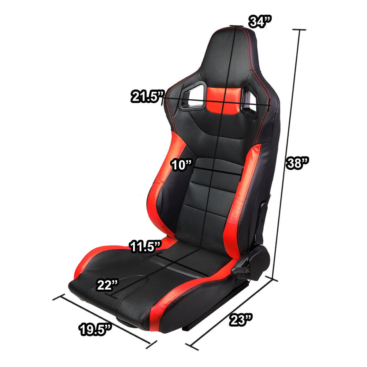 Racing Seats - Reclinable - Type-R - PVC Leather - Pair