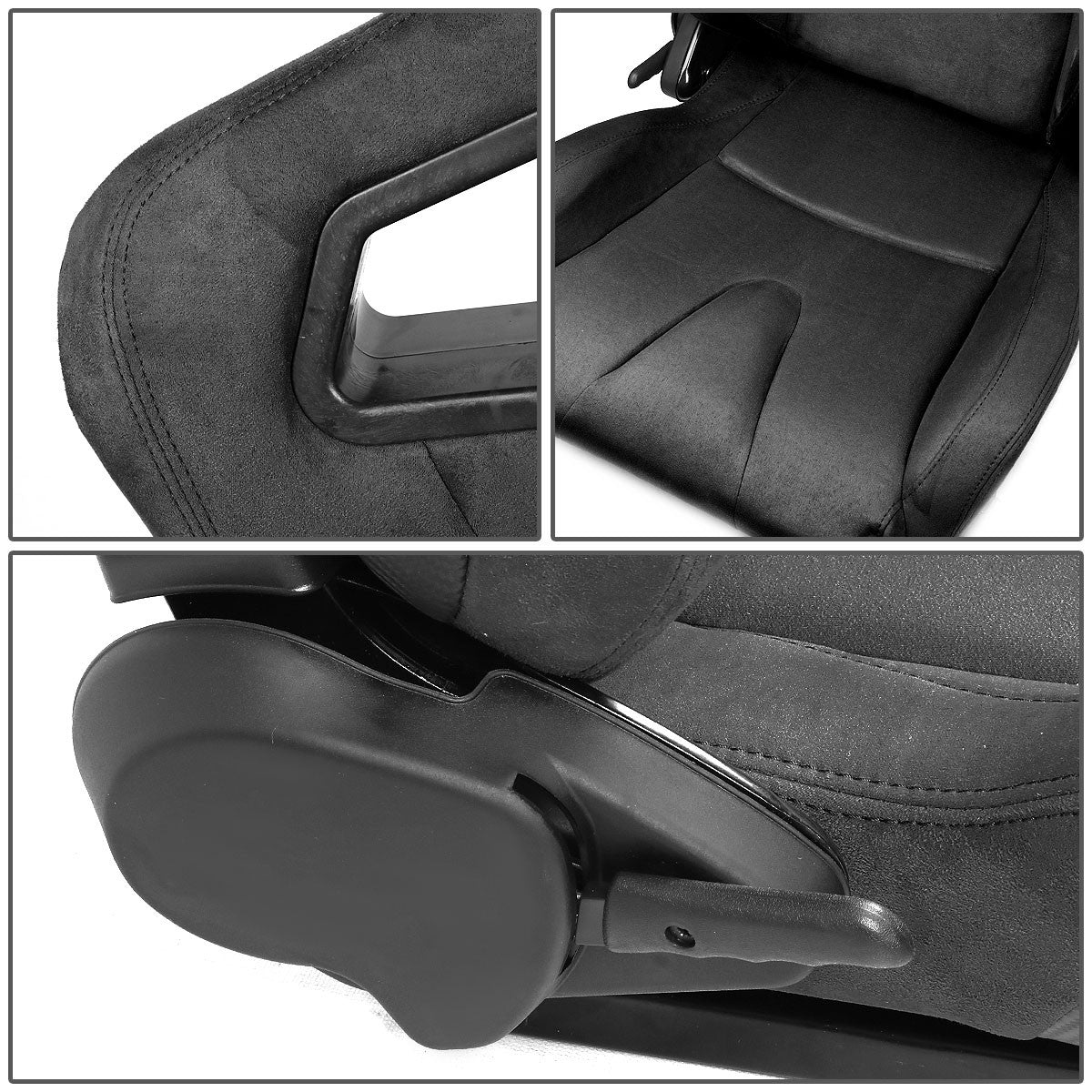 Racing Seats - Reclinable - Carbon Fiber - Faux Suede - Pair
