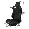 Racing Seats - Reclinable - Carbon Fiber - Faux Suede - Pair
