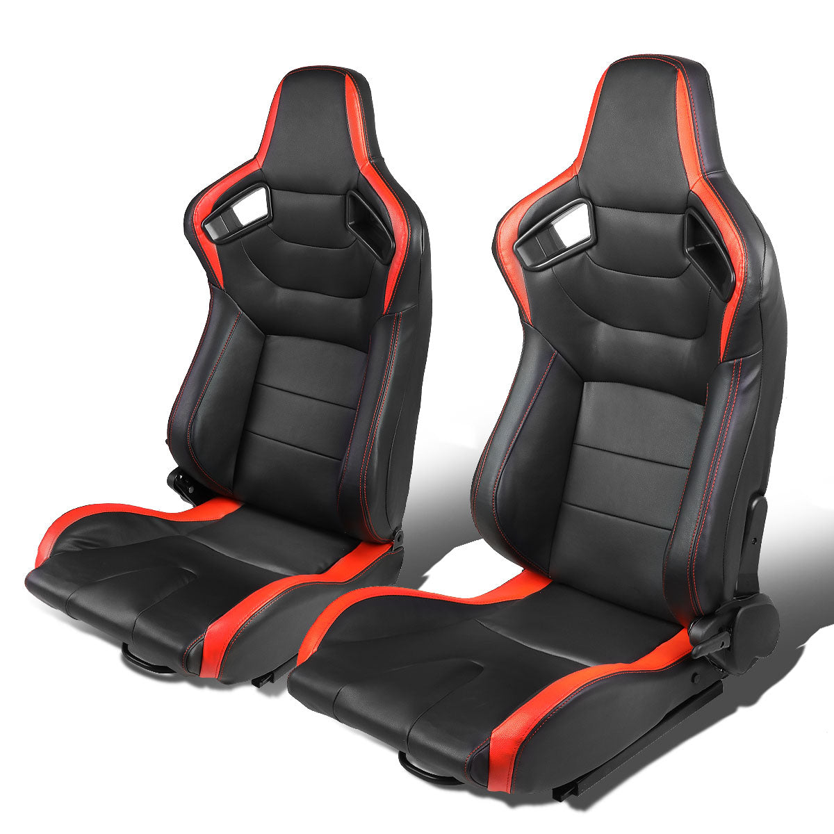 Racing Seats - Reclinable - Horizontal Stitch - PVC Leather - Pair