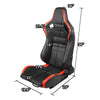 Racing Seats - Reclinable - Horizontal Stitch - PVC Leather - Pair