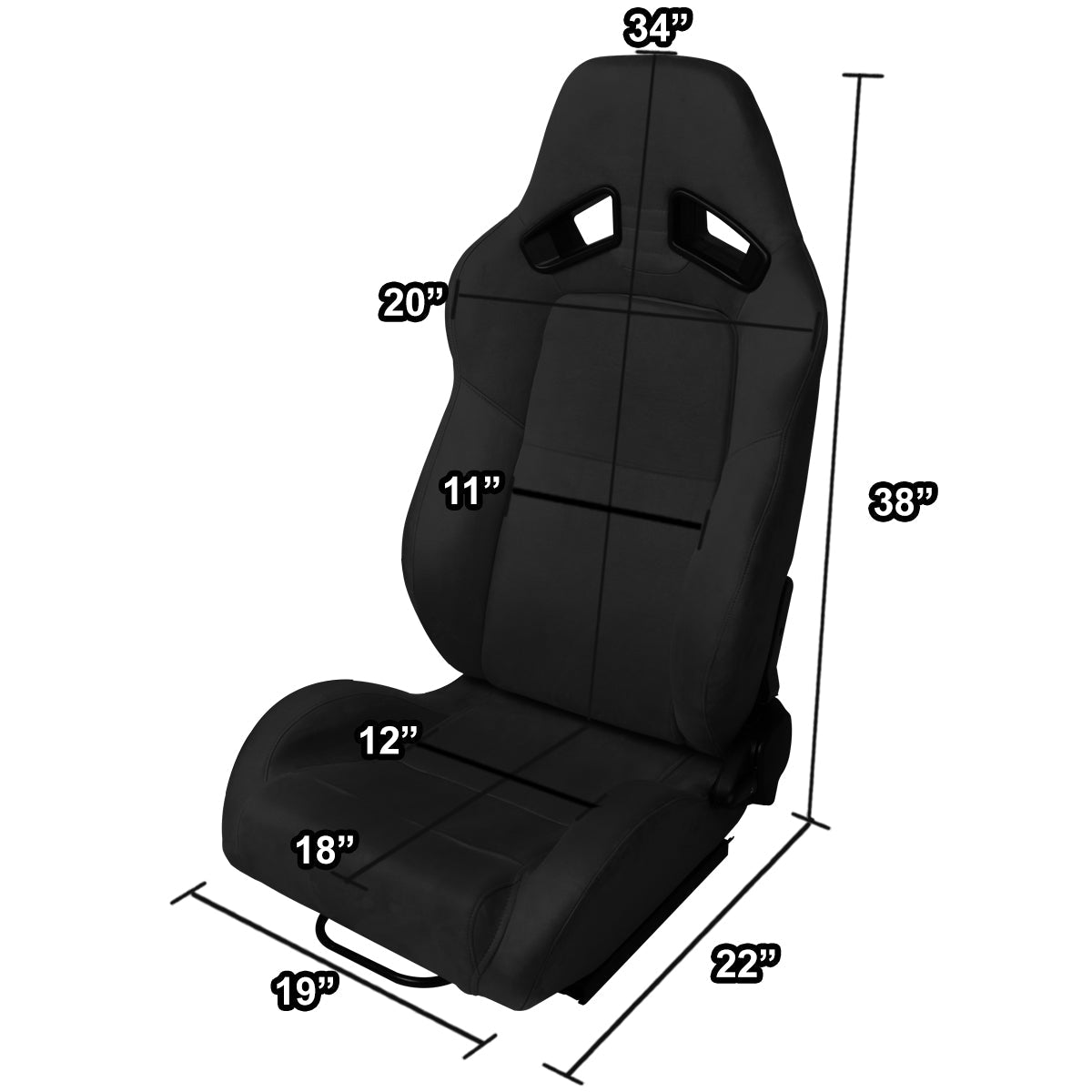 Racing Seats - Reclinable - Suede - Pair