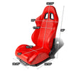 Left / Driver Side Reclinable Red PVC Leather Racing Seat w/Universal Slider