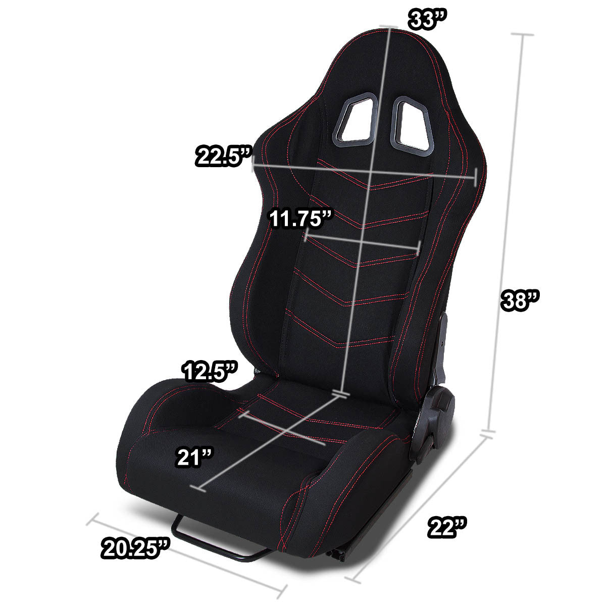 Left / Driver Side Reclinable Woven Upholstery Cloth Racing Seat w/Universal Slider