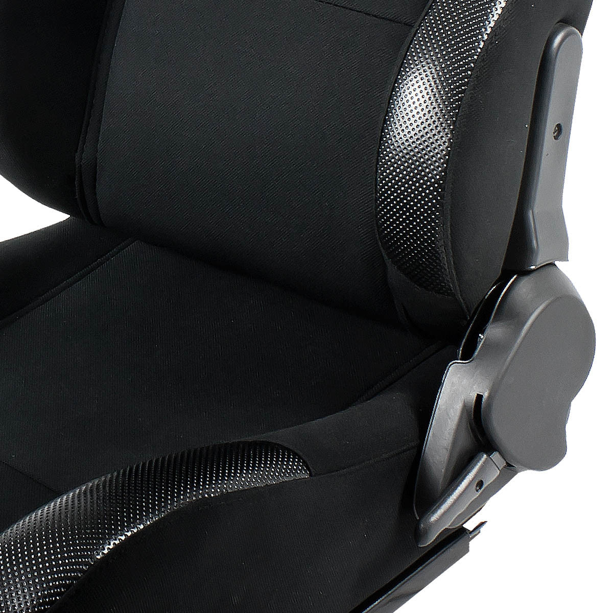 Left / Driver Side Reclinable Cloth Fabric+Leather Racing Seat w/Universal Slider