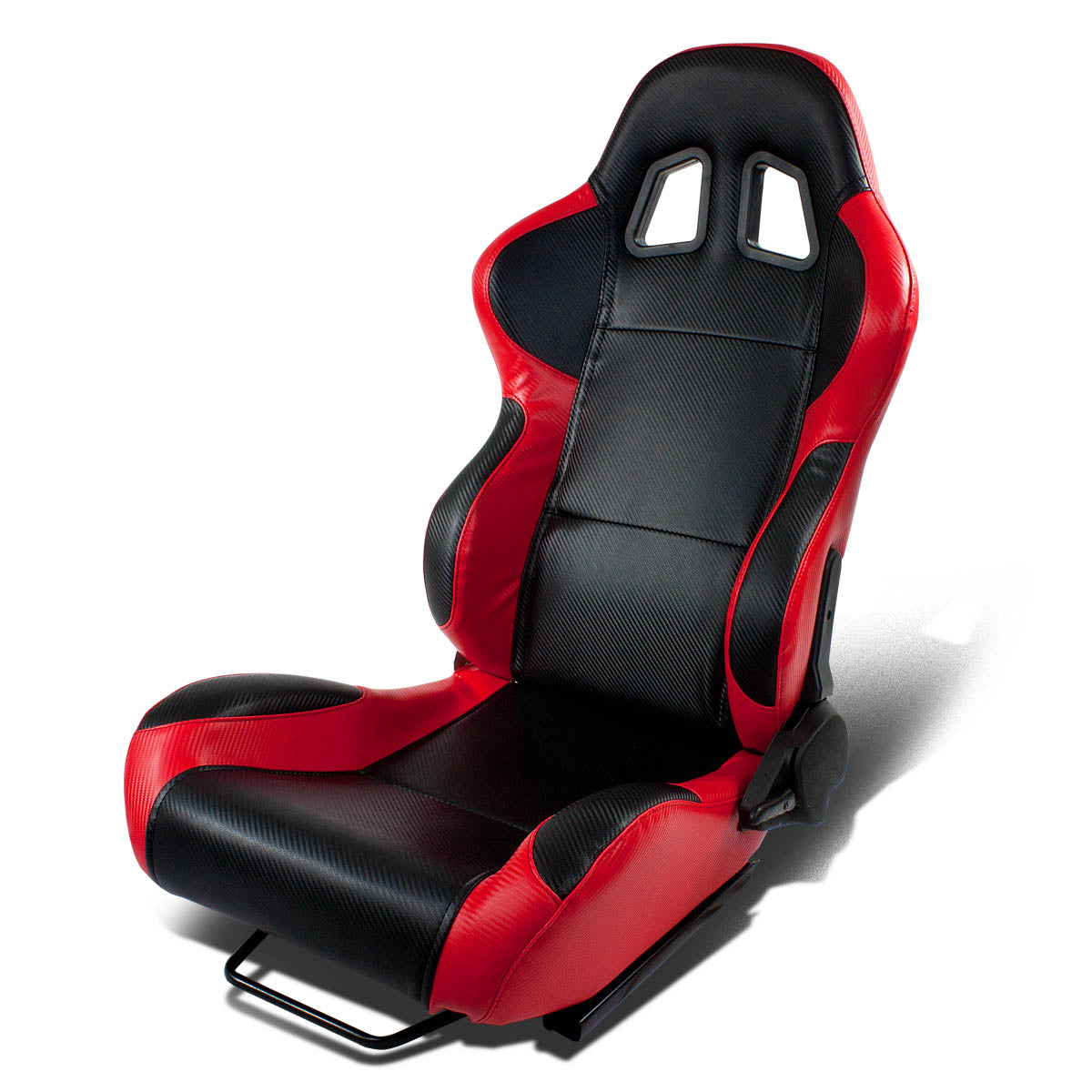 Left / Driver Side Reclinable Cloth Fabric+Leather Racing Seat w/Universal Slider