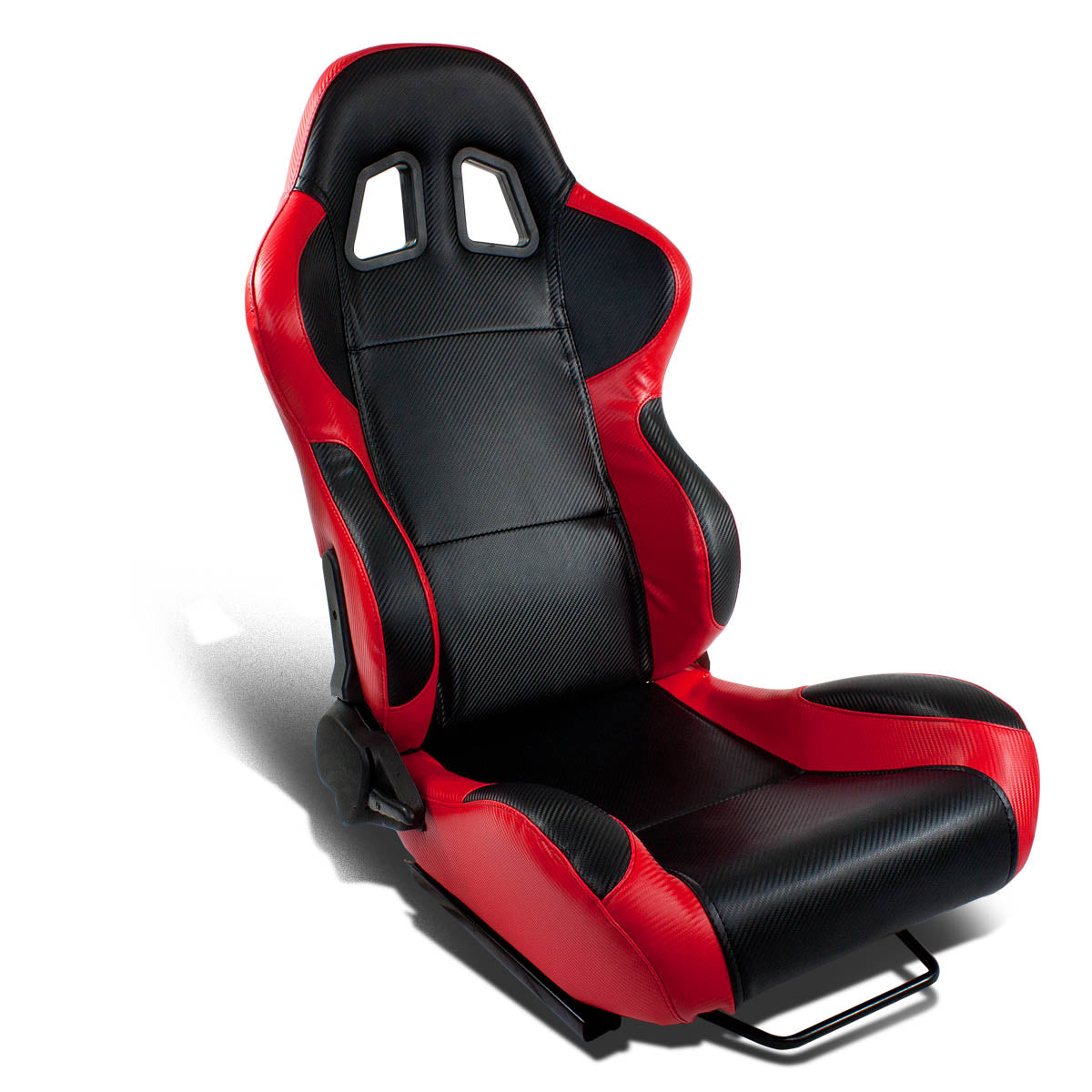 Left / Driver Side Reclinable Cloth Fabric+Leather Racing Seat w/Universal Slider