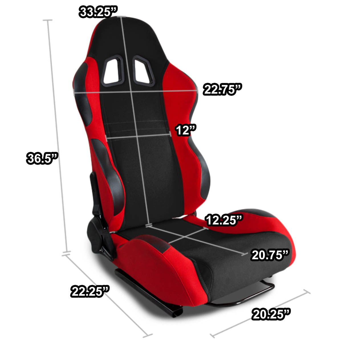 Reclinable Fabric Cloth+Leather Racing Seat