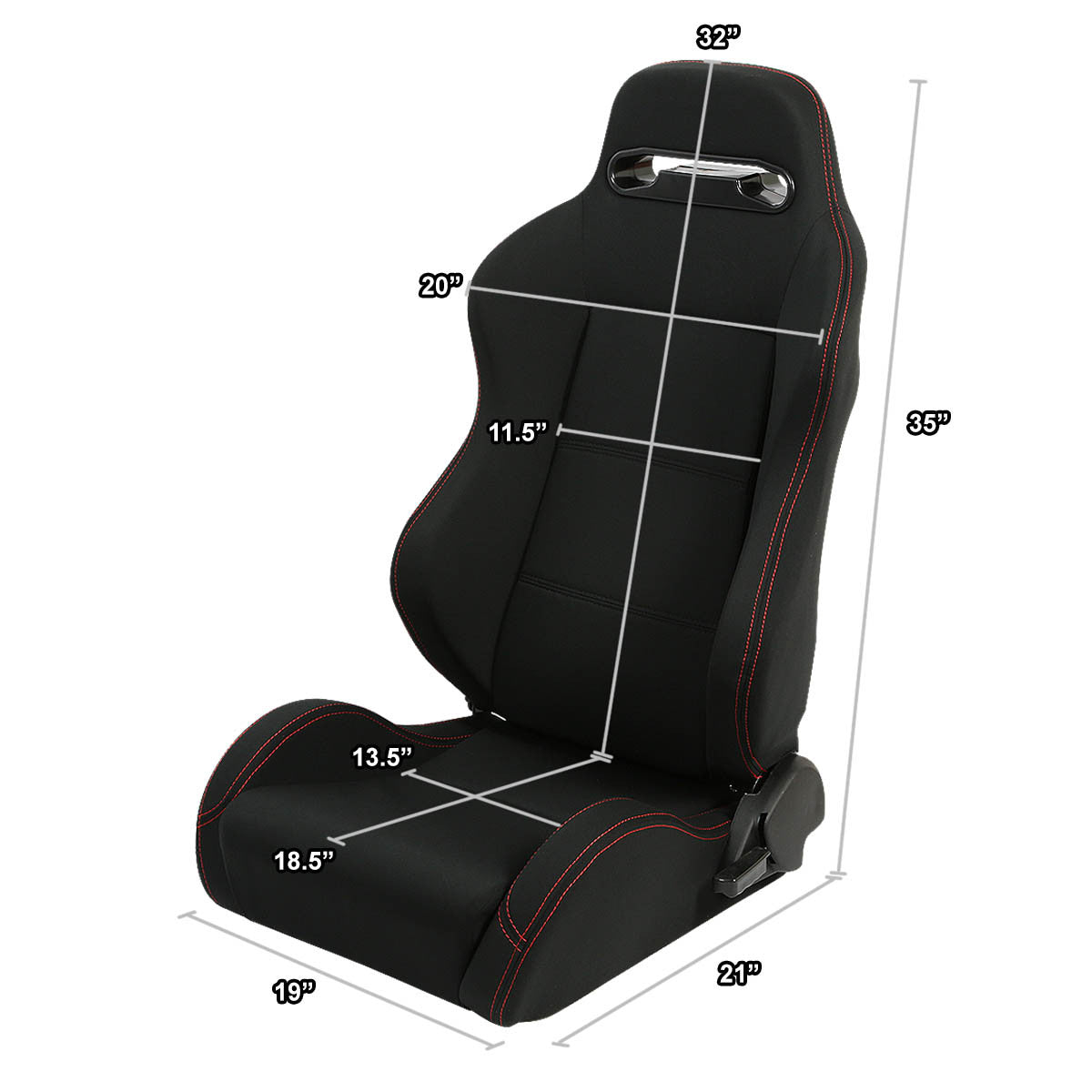 Left / Driver Side Type-R Reclinable Woven Upholstery Cloth Racing Seat w/Universal Slider
