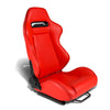 Left / Driver Side Type-R Reclinable Red PVC Leather Racing Seat w/Universal Slider