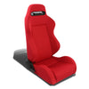 Left / Driver Side Reclinable Red Stitch Woven Upholstery Cloth Racing Seat w/Universal Slider