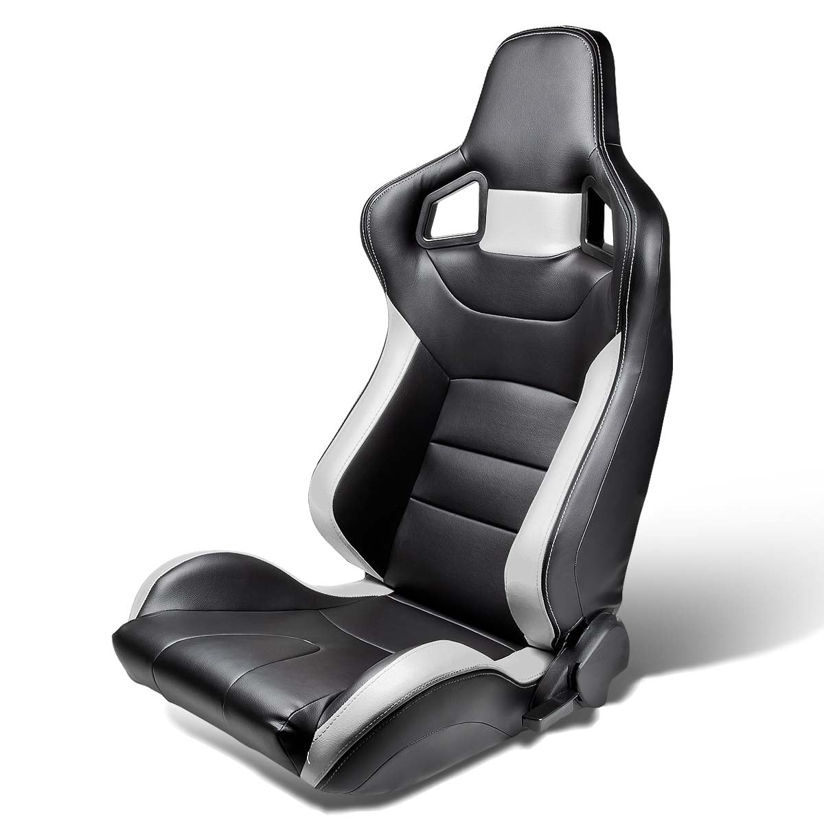 Left / Driver Side Reclinable PVC Leather Racing Seat - Black/Grey