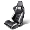 Left / Driver Side Reclinable PVC Leather Racing Seat - Black/Grey