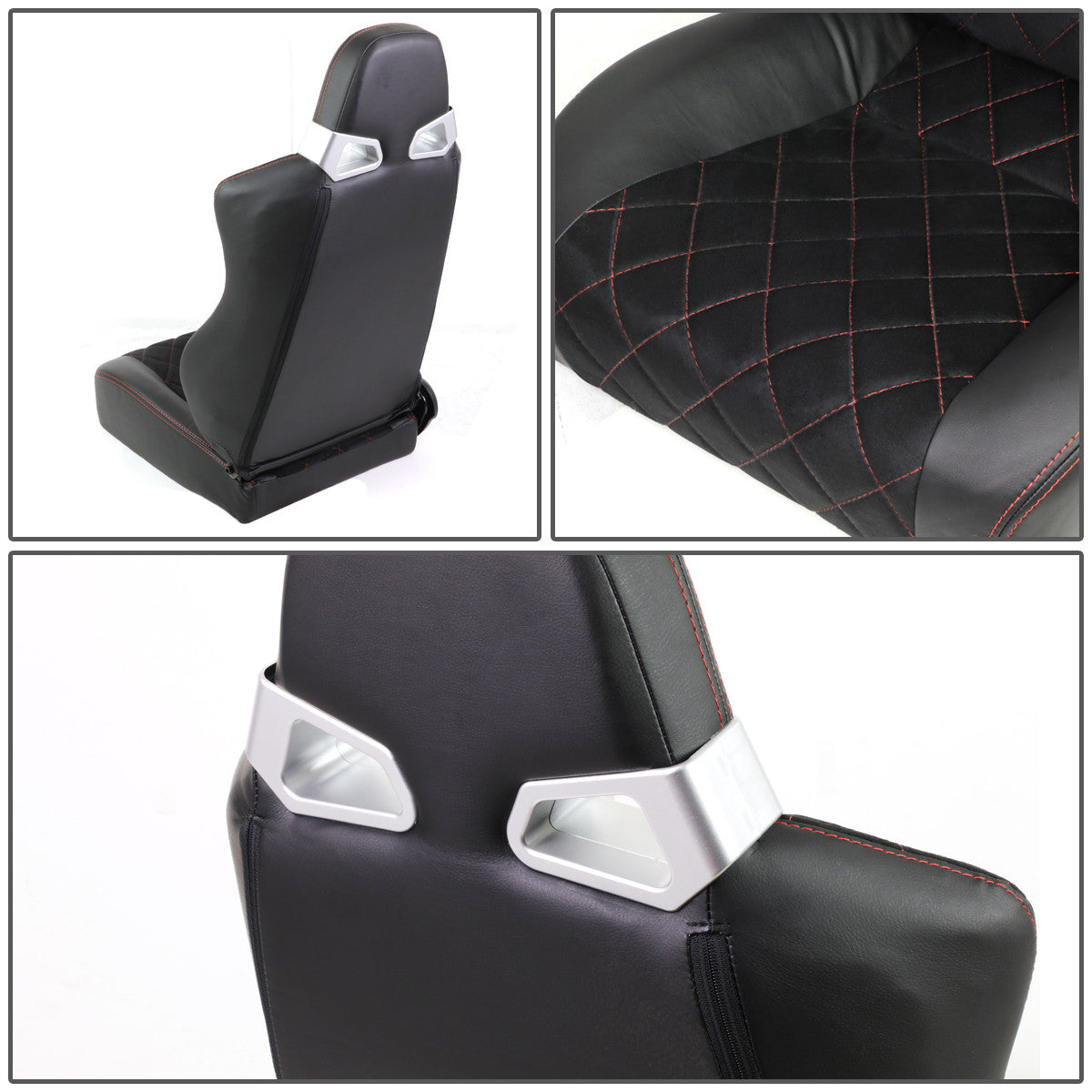 Left / Driver Side Reclinable PVC Leather Racing Seat w/Slider