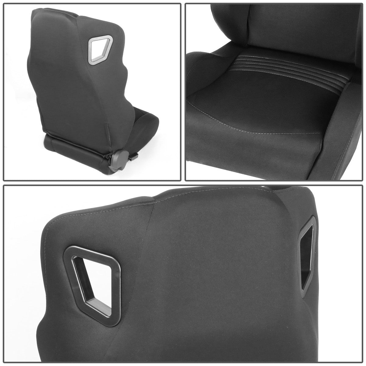 Left / Driver Side Reclinable Wide Headrest Woven Fabric Racing Seat