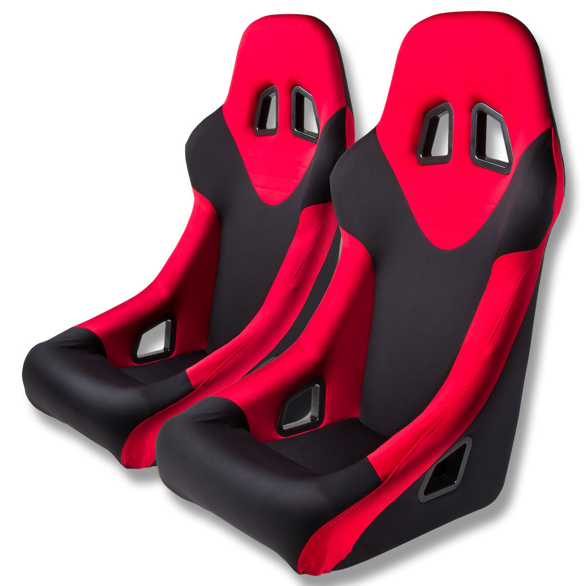 Driver + Passenger Side Sport Style Fabric Clothes Racing Seat w/Universal Sliders