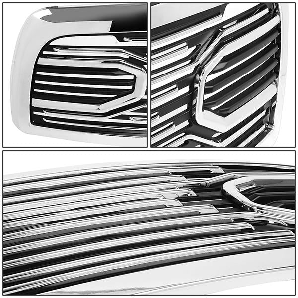 10-18 Ram 2500 3500 Truck Front Grille w/Frame - Badgeless Big Horn Style - Chrome