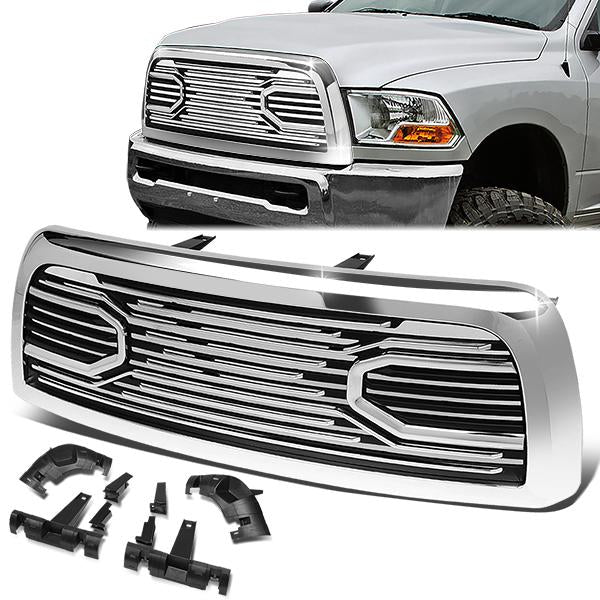 10-18 Ram 2500 3500 Truck Front Grille w/Frame - Badgeless Big Horn Style - Chrome