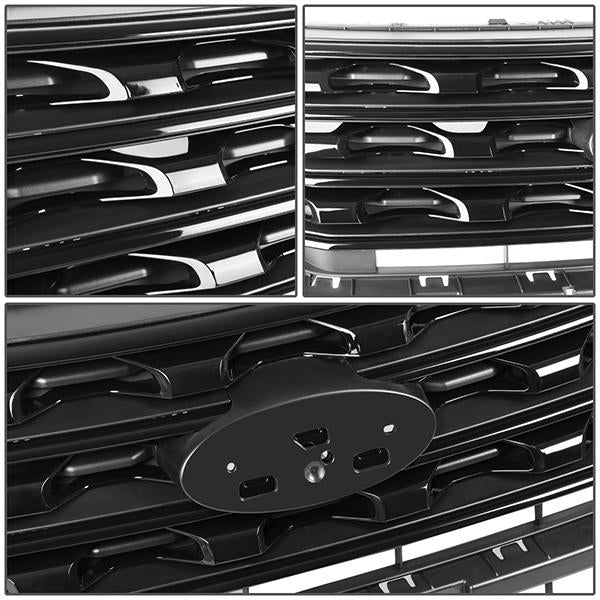 16-17 Ford Explorer Front Upper Bumper Grille - Factory Style - Glossy Black