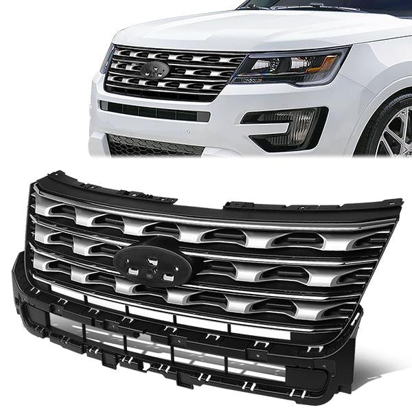 16-17 Ford Explorer Front Upper Bumper Grille - Factory Style - Black/ Grey