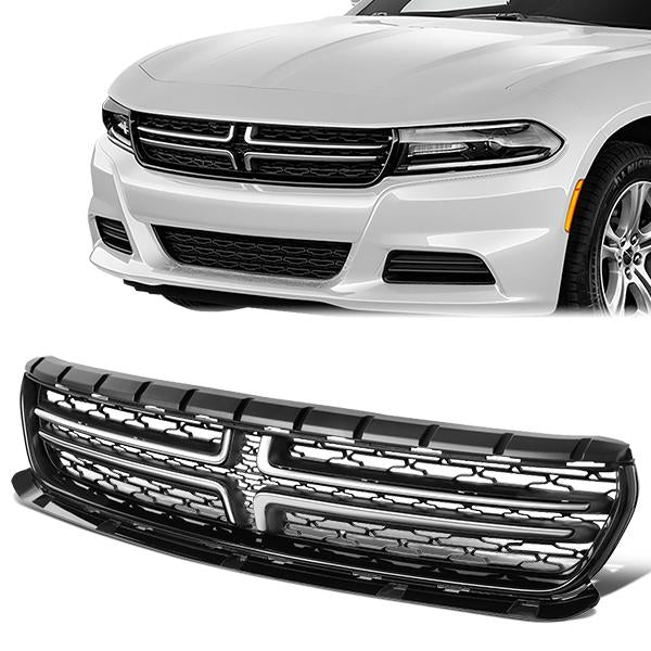 15-18 Dodge Charger Front Bumper Upper Grille w/Chrome Trim