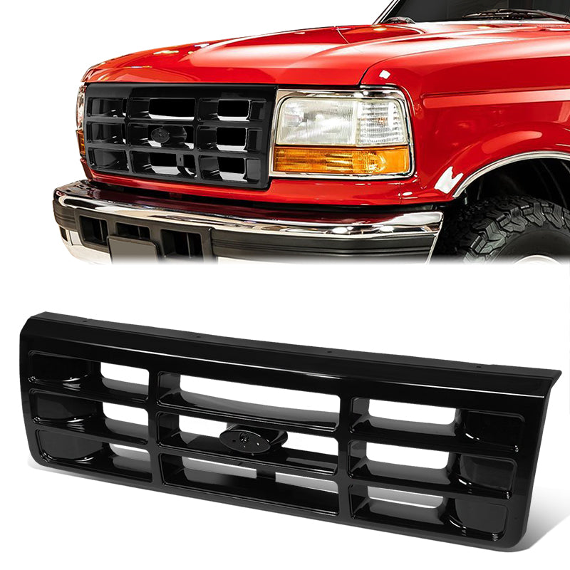 92-97 Ford F150 / F250 / F350 Front Bumper Grille - Black