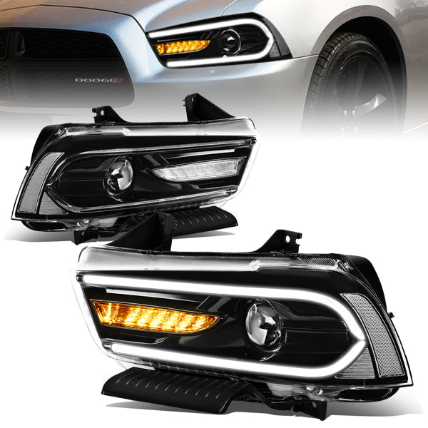 LED DRL Sequential Projector Headlights<br>11-14 Dodge Charger